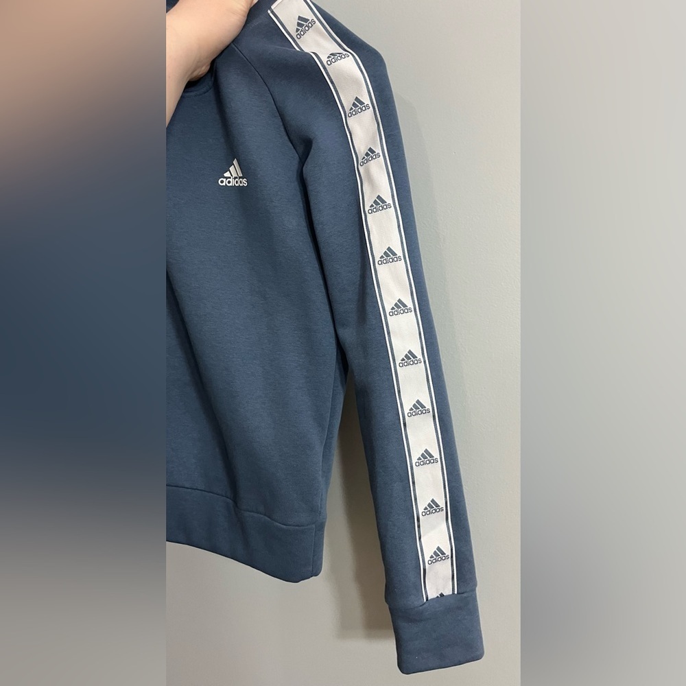 Adidas Women's Tiro Tape Crewneck Sweatshirt. Womens small Blue logo long sleeve - Picture 8 of 10